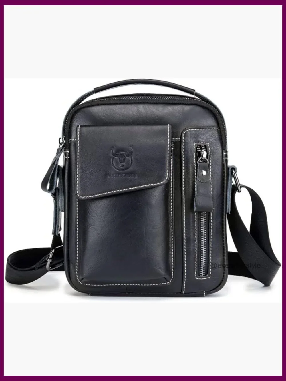 Genuine Leather Messenger Bag Small Crossbody Sling Handbag for Men